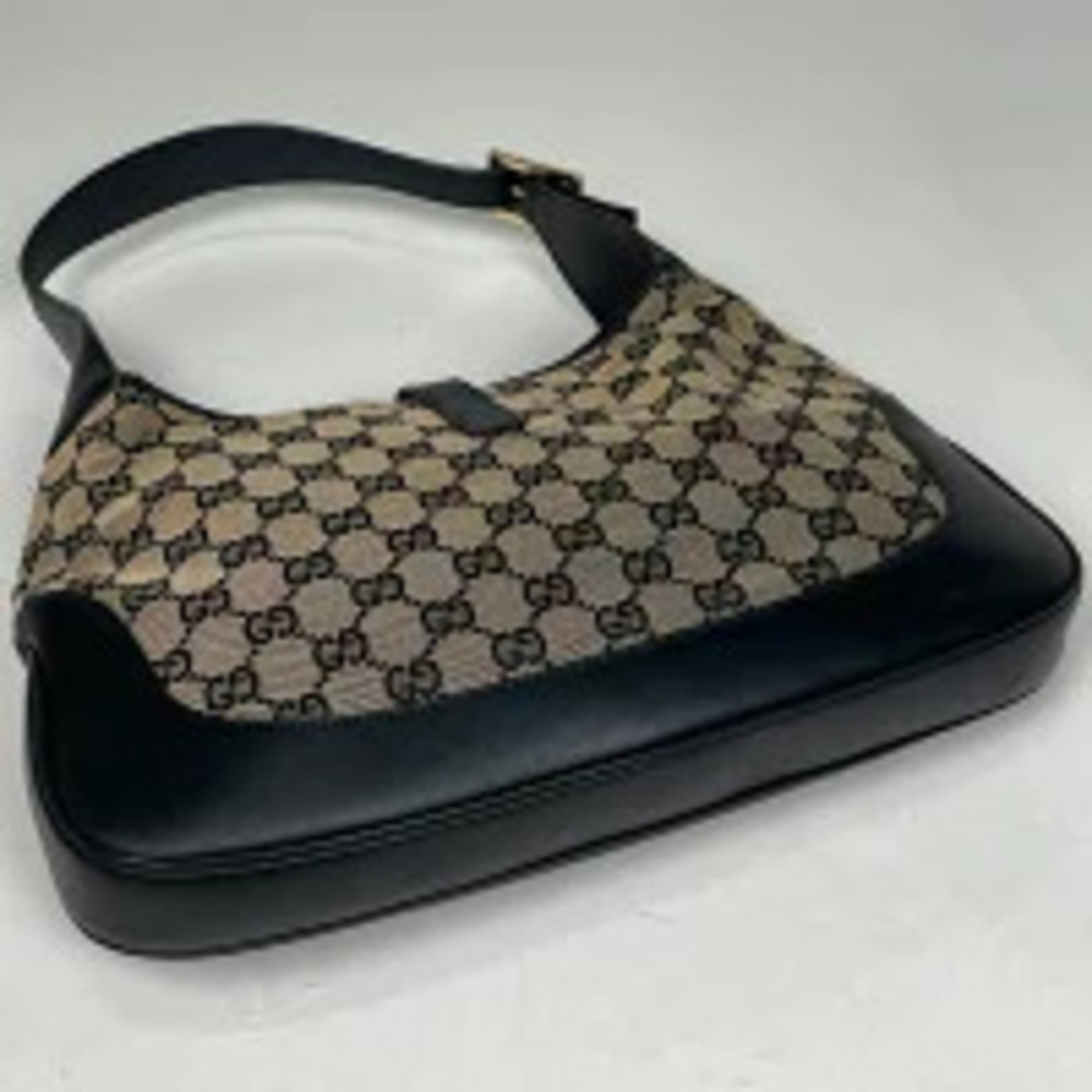 Gucci Jackie Shoulder Bag Handbag GG Canvas Beige Black - Picture 2 of 6